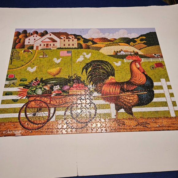 Buffalo ROOSTER EXPRESS Jigsaw Puzzle 1000 Pieces Charles Wysocki COMPLETE - Picture 9 of 9